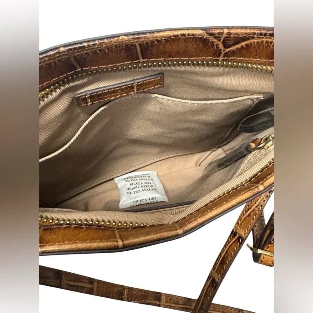 NWOT G.l.L.I. Croco Brown Leather North/ South Andria Crossbody